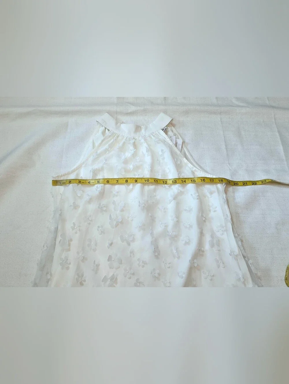 Vimpunec White 3D Floral Halter Swing Dress Size Medium Bridal Bachelorette Boho